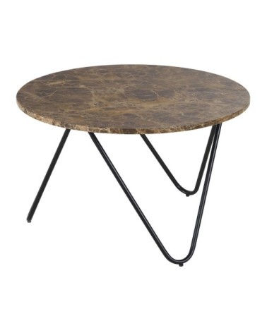 Table basse en marbre marron et métal noir