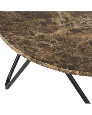 Table basse en marbre marron et métal noir