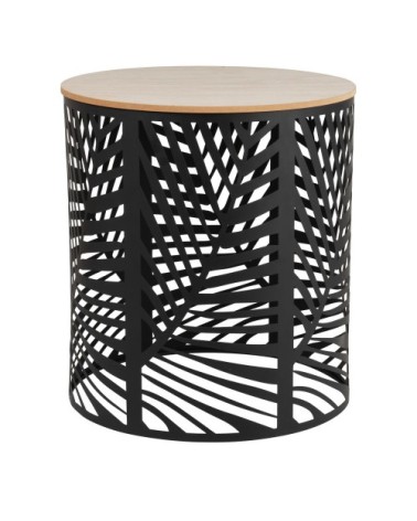 Bout de canapé beige et métal noir