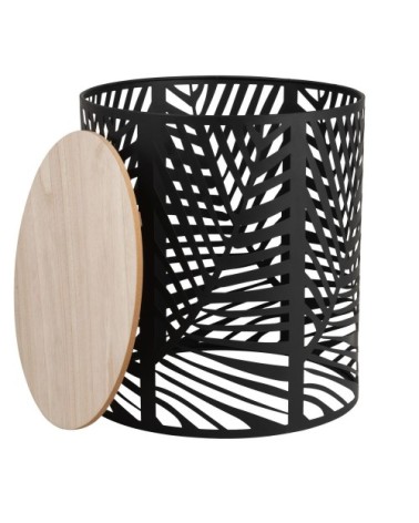 Bout de canapé beige et métal noir