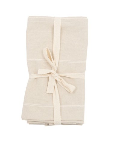 Torchons motifs à rayures beiges (x2) 50x70