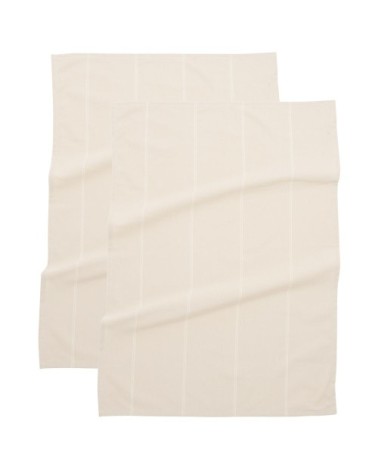 Torchons motifs à rayures beiges (x2) 50x70