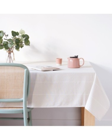 Nappe tissée motifs à rayures beiges 150x250