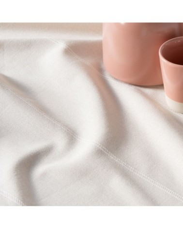 Nappe tissée motifs à rayures beiges 150x250