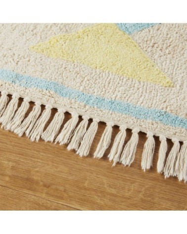 Tapis style berbère à franges beige en coton OEKO-TEX® 120x180