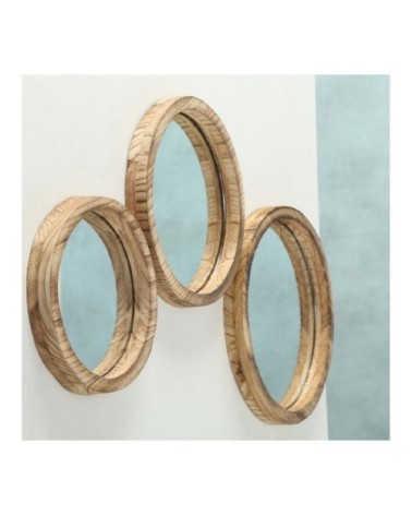 Set de 3 miroirs décoratifs ronds en bois