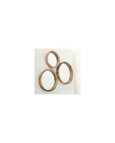 Set de 3 miroirs décoratifs ronds en bois
