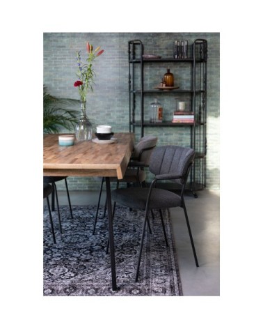 Lot de 2 chaises avec accoudoirs et pieds noirs gris