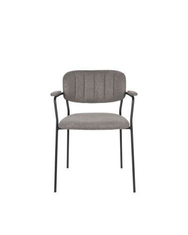 Lot de 2 chaises avec accoudoirs et pieds noirs gris