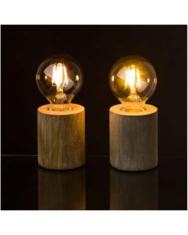 Lampes à poser rondes en bois - Lot de 2