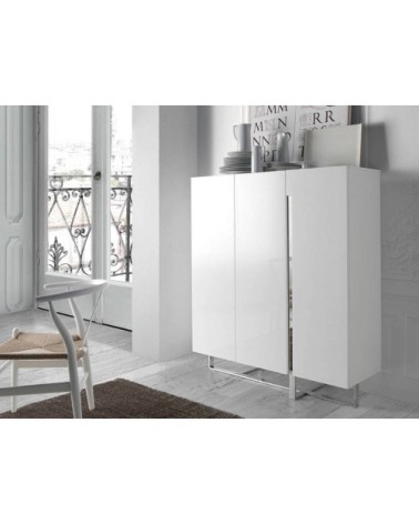 Buffet en bois blanc et acier chromé