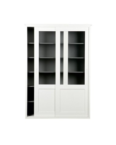 Vaisselier en bois 2 portes coulissantes blanc
