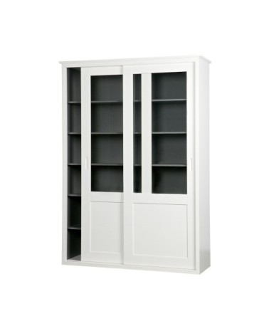 Vaisselier en bois 2 portes coulissantes blanc