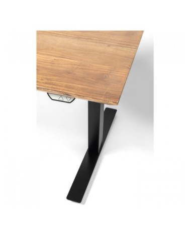 Bureau réglable assis-debout en acacia et acier noir L180