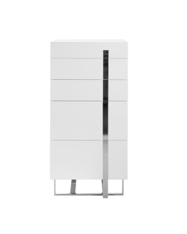 Chiffonnier en bois blanc et acier