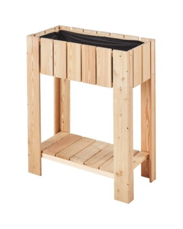 Jardinière sur pieds en bois mélèze beige 66 x 30 x 78 cm