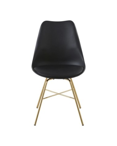Chaise noire et pieds en métal chromé doré