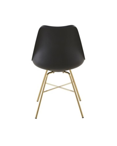 Chaise noire et pieds en métal chromé doré