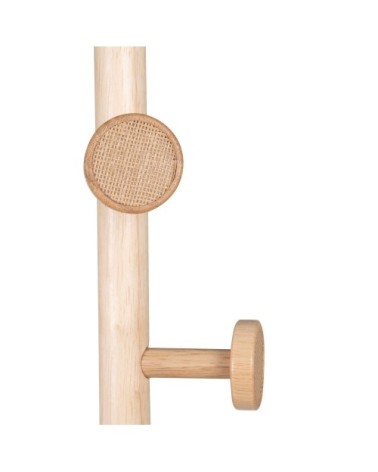 Porte-manteau en bois d'hévéa massif et métal beige et blanc