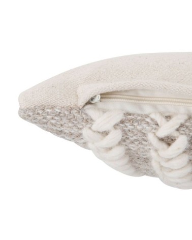 Coussin en laine style rustique blanc et gris 30x50