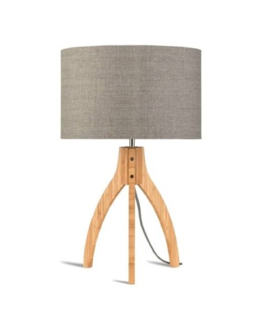 Lampe tripode bambou et lin naturel gris H54cm