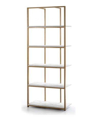 Etagère en métal et bois couleur blanc et doré h200cm