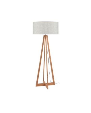 Lampadaire bambou et lin naturel gris H127cm