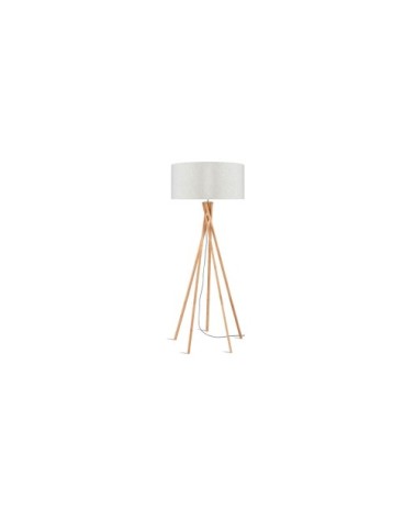 Lampadaire en bambou et lin gris H160cm