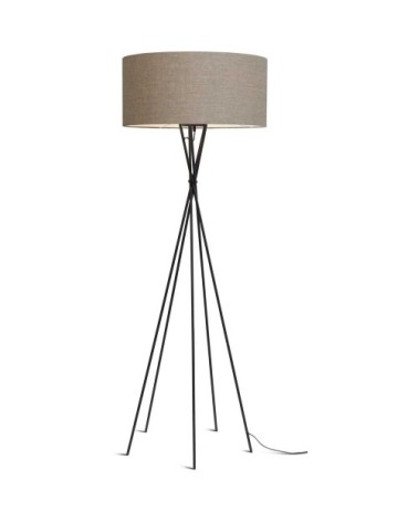 Lampadaire avec pieds noirs et abat-jour gris H175cm