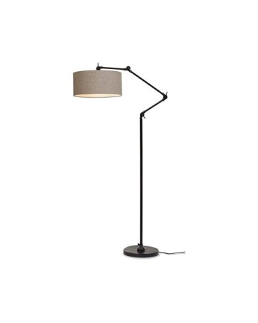 Lampadaire en fer abat-jour en lin lin clair, h. 190cm