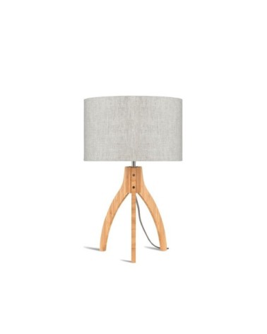 Lampe de table bambou abat-jour lin blanc, h. 54cm