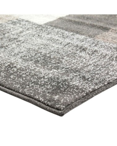 Tapis toucher laineux patchwork de carrés gris 200x290