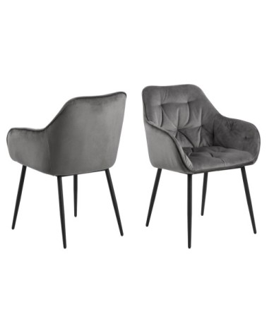 Fauteuil de salle à manger en velours et métal (lot de 2)