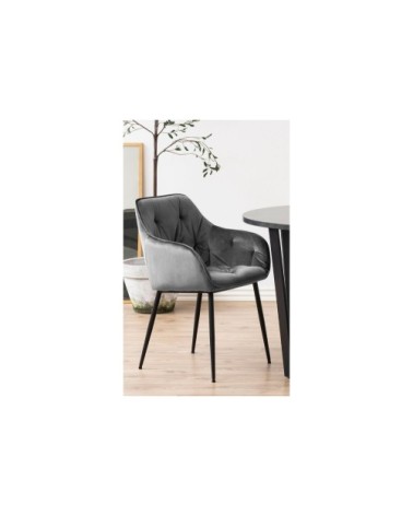 Fauteuil de salle à manger en velours et métal (lot de 2)