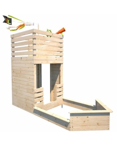 Maisonnette en bois extérieure avec bac à sable