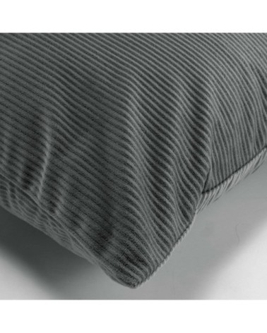 Coussin déhoussable en velours côtelé anthracite 40 x 40