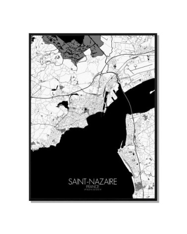 Affiche Saint Nazaire Carte N&B 40x50