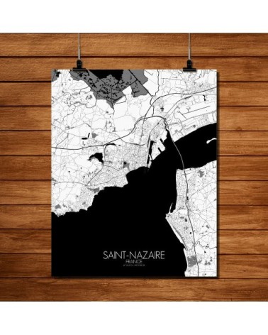 Affiche Saint Nazaire Carte N&B 40x50