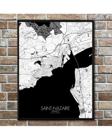 Affiche Saint Nazaire Carte N&B 40x50