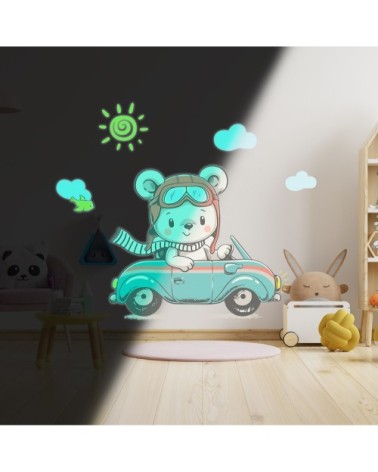 Stickers mural phosphorescents lumineux ourson 90x105cm