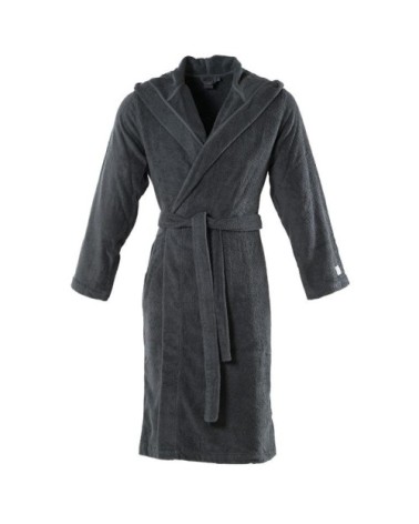 Peignoir homme à capuche uni coton bio gris