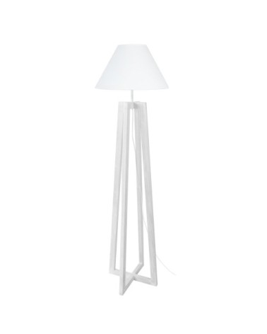 Lampadaire bois taupe et blanc