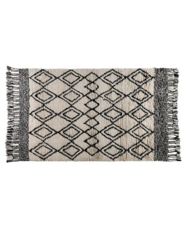 Tapis berbère blanc et noir en laine 120 x 170 cm