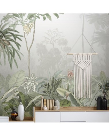 fresque panoramique brume tropicale vert 300x280cm