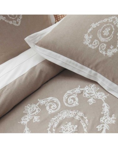 Parure de lit 220 x 240 cm en coton beige CAMILLE