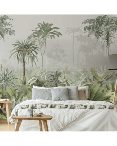 fresque panoramique brume tropicale vert 300x280cm