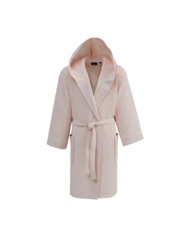 Peignoir mi-long nid d'abeille à capuche Pétale L