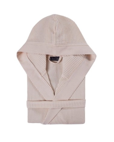 Peignoir mi-long nid d'abeille à capuche Pétale L