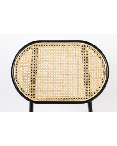 Chaise en tissu et cannage gris clair