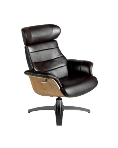 Fauteuil relax pivotant en cuir Brun